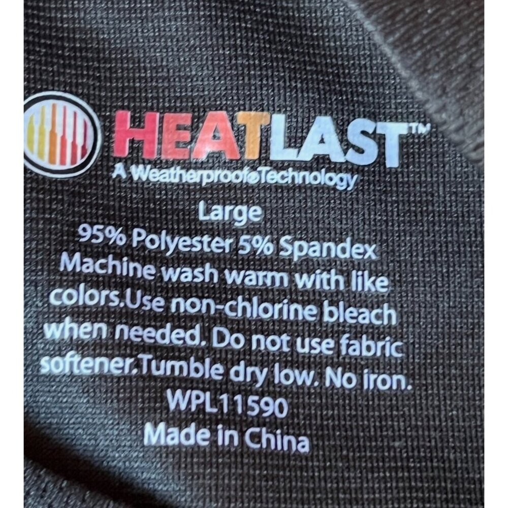 Heatlast Men's L Shirt Long Sleeve Black & Gray Polyester Spandex Thermal Layer - Picture 4 of 6